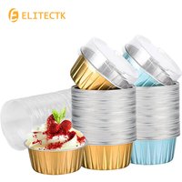 100CPS Ramekins with Lids, 5oz Aluminum Foil Baking Cups Cupcake Muffin Liners Pudding Dessert Cups for Wedding Birthday