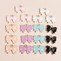 10pcs 16*13 Enamel Pink Bowknot Charms for Jewelry Making Handmade DIY Cute Girl Charms Pendants Necklaces Earrings Accessories