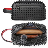 Trendy Rivet Design Men Bag High Quality PU Leather Clutch Bags Money Purse For Men Women Cyberpunk Style Hand-carried Wallets