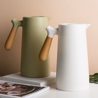 Multi Home Office Thermos 1L Double Wall Tea Coffee Hot Water Flask Kettle with Wooden Handle