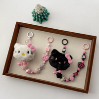 Kawaii INS Korean Sanrio Hello Kitty Plush Case WristStrap For Mobile Phone Universal Anti-lost Lanyard Keychain Case Accessorie