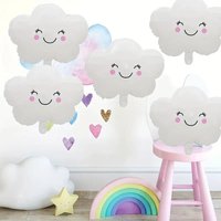5Pcs White Smile Face Cloud Shaped Foil balloon For Birthday Wedding Party Decorations Globos Kids Gift Toys Supplies Home Decor