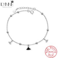 New Fashion 925 Sterling Silver Small Skirt Zircon Pendant Anklets Women Jewelry Gift Sexy Beach Fan Leaf Rhinestone Foot Chain