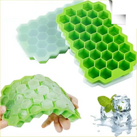 37-Grid Honeycomb Ice Cube Mold Silicone Reusable Food Grade Ice Cream Maker Home Use Kitchen Tool Ice Mold for Whiskey Beers