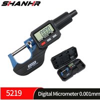 SHANHR Digital Micrometer 0-25mm 0.001mm Precision Electronic Outside Micrometer Carbide Anvil Measuring Tool