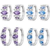 Orstarry S925 Sterling Silver Earrings Versatile Geometric Blue Purple Hoop Earrings For Women Birthday Gift Fine Jewelry