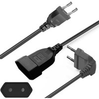 EU Power Extension Cable 2-Prong European AC Power Extentension Cord EU Power Cord Male to Female 5M/3M/1.5M Power Socket saver