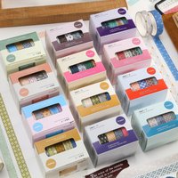 5 rolls simple pattern creative washi tape, various striped printed design planner tape, stationery and DIY art items decoration
