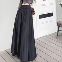 TFETTERS Black Maxi Skirt 2026 Spring/Summer New Low Waist Long Skirts Fashion Retro Casual Pleated Skirts for Women