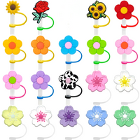 1/20PCS Silicone Straw Topper Flower Accessories,8mm Creative Rose Straw Cover Cap for Girls,Splashproof Dustproof Straw Plug
