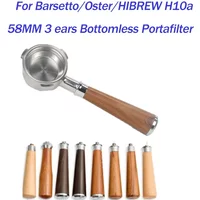 58MM 3 Ears Coffee Filter for Barsetto/Oster/HIBREW H10a Stainless Steel Bottomless Coffee Portafilter Handle Barista Tool