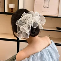 New Korean Dot Chiffon Large Hair Band For Women Girls Sweet Hair Ornament Scrunchie Hair Tie Hair Ring Fashion Hair Accessories