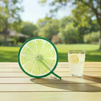 Portable Round Foldable Hand Fans Cartoon Foldable Design Handheld Folding Fan Round Shape Fruit Style Cooling Fans