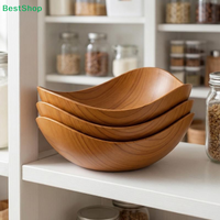 〔Liy〕Imitation Wood Grain Fruit Plates - Multi-Purpose Decorative Bowls for Kitchen & Home (4/8 Pack)