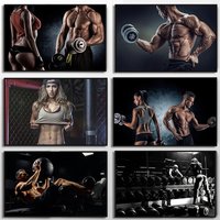 Sexy Bodybuilding Girl Fitness Sports Canvas Paintings Gym Motivational Weightlifting Poster Print Wall Art Living Room Decor
