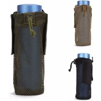 Outdoor Cycling Water Bottle Pouch Molle Holder Foldable Mesh Sleeve Bag for Backpack Storage