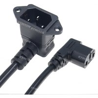 90 Degree IEC320 C14 to C13 Right Angle, Male with screw hole to Female Elbow Power Adapter Extension cord 0.6m 10A 250V