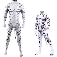 Tier Performance Kostüme Weißer Tiger Overalls Cosplay Bühnenkostüme Halloween Tiger Cosplay Kostüme Overall Cosplay Kleid
