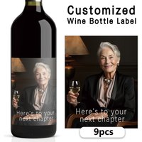 9pcs Customizable Mother's Day Wine Label Set, Waterproof Bottle Stickers,Perfect Gift for Mom, Birthday Present, Party Supplies