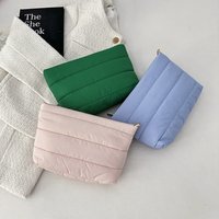 Casual Quilted Makeup Bag Solid Color Large Capacity Travel Toiletry Bag Zipper Puffy Padded Women Cosmetic Organizer Bag