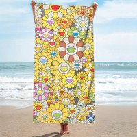 1pc T-Takashi Murakami Flower Microfiber Beach Towel Quick Dry Sand Free Soft Absorbent Pool Gym Sports Towel