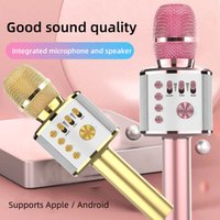 Wireless Bluetooth Speaker Mic Karaoke Microphone Handheld Portable Microphone Mobile Phone Music Player for Children Home KTV