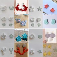 Mini Starfish Turtle Whale Shell Crab Conch Coral Shape Polymer Clay Molds Cutting Molds Clay Cutters For DIY Earrings Jewelry