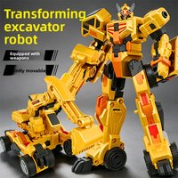 Children's Transforming Robot Engineering Vehicle Digging Machine Educational Toy Gift for Boys Birthday Building Blocks Set