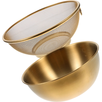 Stainless Steel Colander Mixing Bowl Kitchen Strainer Basket Rice Washer Fruit Vegetable Drainer