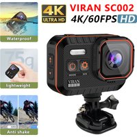 VIRAN Action Camera 4K 60FPS with WiFi Remote 2.0" HD Screen Waterproof Ideal for Drive Recorders, Diving, Traveling and Outdoor