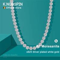 KNOBSPIN 7.5 - 12.81ct D VVS1 Moissanite Tennis Necklaces for Women GRA Certified 925 Sterling Silver Plated 18k Flower Necklace