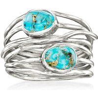 Vintage Inlaid Imitation Turquoise Women's Ring Bohemian Silver Color Hand Carving Daily Wear Party Jewelry Anniversary Gift