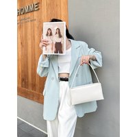 FIRMRANCH Vintage Solid Color Simple Versatile Women's One Shoulder Underarm Bag Oblique Straddle Bag Trendy Chic Cowhide Purse