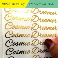 50PCS Custom UV Transfer Sticker Gold Silver /colorful UV Printing Stickers Company Logo Personalized Crystal Sticker