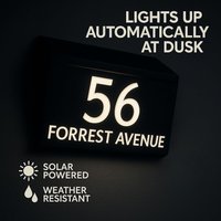 Custom Matte Black & Glossy Grey Solar LED House Number Sign – Laser Cut Acrylic Outdoor Door Plaque for Wall Decoration