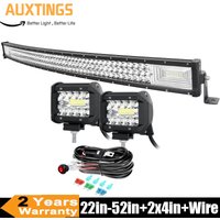 22- 52in 270W-675W Off-Road Curved LED Light Bar with 2X 8D 60W Work Light Wire Kit 12V 24V Led Bar for Car SUV 4WD 4x4 ATV Boat