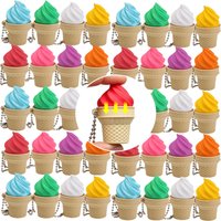 Ice Cream Clicker Fidget Keychain Pendant Calming Ice Cream Cone Fidget Keychain Mechanical Keyboard Keycap Stress Relief Toy