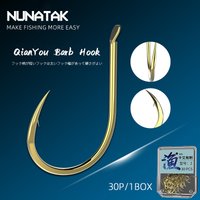NUNATAK NEW QianYou Hook Sharp Barbed Gold Hook Rock Fishing Hook 30P/1Box 16 Sizes Antirust SEA Hook Black Sea-Bream Fish Hook