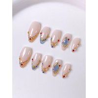 10 pieces of handcrafted Blue Dream press-on nails, elegant, romantic, minimalist, high-end, sexy and light luxury nail patches.