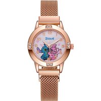 Cartoon Diamond Stitch Watches Girls Women Kawaii Hello Kitty Children Watch Ladies Gold Sliver Metal Jewelry Magnetic Clock