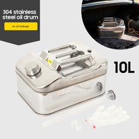 10L Edelstahl-Benzinkanister mit großer Kapazität, auslaufsicherer Versiegelung und Einfüllrohr für Camping, Auto, LKW, Traktor, Landwirtschaft, zur Lagerung von Kraftstoff und Diesel.