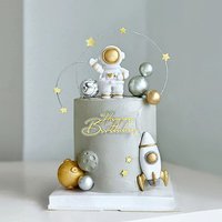 Astronaut Rocket Planet Space Cake Topper Children Birthday Party Decoration Star Baby Shower Cake Birthday Party Boy Gifts