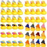 12 Pcs Rubber Ducks with 12 Sunglasses/ Hats/ Headwear/ Scarf Small Cruise Ducks in Bulk Mini Rubber Duckies Toys Gift