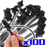 Automotive Wire Harness Cable Ties Fir Tree Push Mount Zip Tie PA66 Nylon Oval Hole Φ12x7mm Routing Clip Panel Retainer Fastener