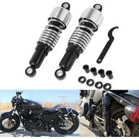 1 Pair Rear Shock Absorbers Motorcycle 10.5" 267mm Adjustable Suspension Shocks Spring Chrome/Black for Harley Sportster Touring