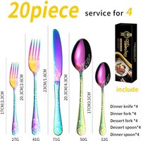 20PCS Patterned Stainless Steel Tableware Knife Fork Spoon Set Hotel Western Style Steak Knife Fork Spoon Set
