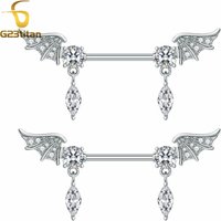 G23Titan Perforated Barbell 14G Titanium Steel Surgical CZ Zircon Hypoallergenic Nipple Ring Sexy 2pcs Jewelry Nipple Piercing