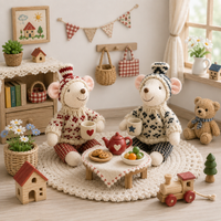Nordic Handmade Mouse Doll, Cotton Linen Plush Toy with Knitted Outfit, Dress Up Pretend Play Animal Doll, Children's Gift Decor