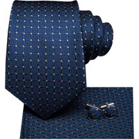 Navy Blue 63inches Mens Tie Set Extra Long Ties for Men Handkerchief Woven Classic Mens 160cm Necktie Pocket Square Hi-Tie silk
