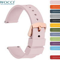 WOCCI Watchband 12 14 16 18 19 20 21 22 24mm Silicone Sport Watch Strap Women Replecement Band Stainless Rose Gold Buckle